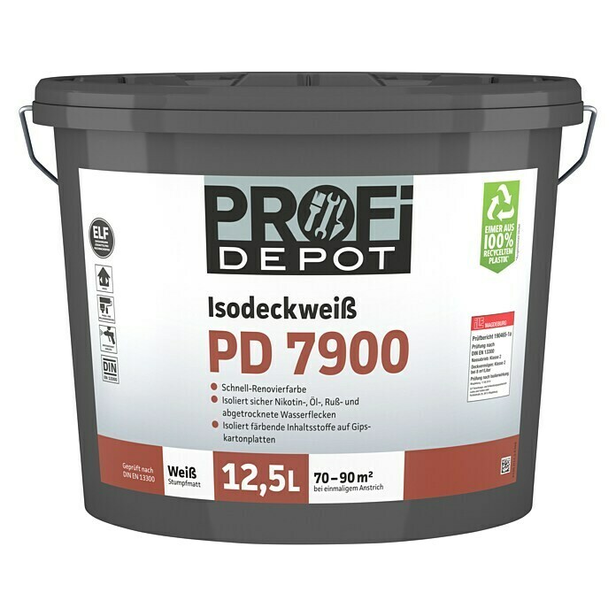 Profi Depot PD Isolierfarbe Isodeckweiß PD 7900 (Weiß, 12,5 l, Stumpfmatt)
