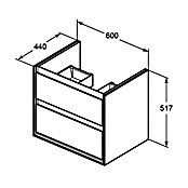 Ideal Standard Connect Air Waschtischunterschrank (44 x 60 x 51,7 cm, 2 Schubkästen, Eiche Grau/Weiß, Matt)