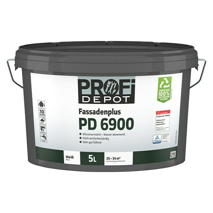 Profi Depot PD Fassadenfarbe Fassadenplus PD 6900 (Weiß, 5 l)
