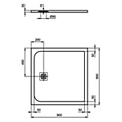 Ideal Standard Ultra Flat S Duschwanne (90 x 90 cm, Schwarz, Mineralwerkstoff)