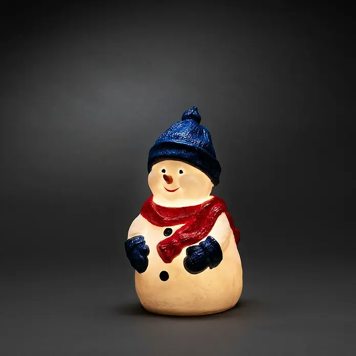 Konstsmide LED-Weihnachtsdekofigur - 20 x 21,5 x 38 cm, Netzbetrieben, LED, Lichtfarbe: Warmweiß - Leuchtender Schneemann mit blauer Mütze und rotem Schal. Dekoratives Winteraccessoire für festliche Stimmung.
