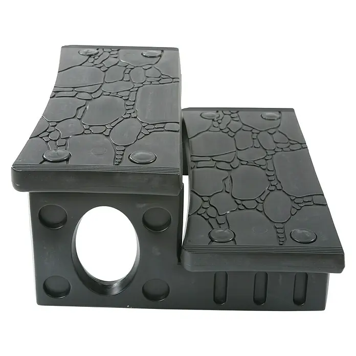 Steinbach StufentrittGeeignet für: Whirlpools, 69 x 63 x 34 cm - Schwarze Hunde- oder Haustiertreppe mit zwei Stufen und einem Loch an der Seite, ideal für kleine oder ältere Tiere.