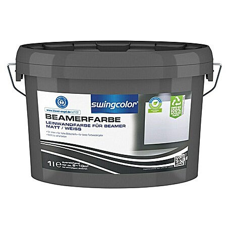 swingcolor Wandfarbe Beamerfarbe (Weiß, 1 l, Matt)