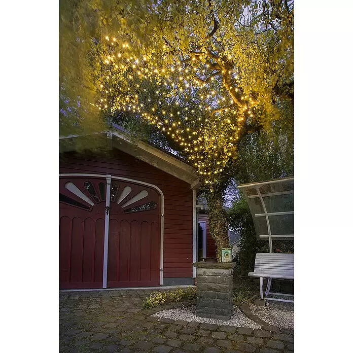 Konstsmide LED-Lichtervorhang - Außen, 6,6 m, Warmweiß, 80 Stk., Batteriebetrieben - Stimmungsaufnahme