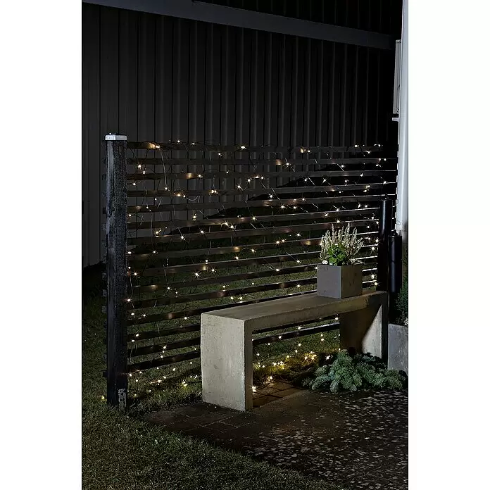 Konstsmide LED-Lichtervorhang - Außen, 6,6 m, Warmweiß, 80 Stk., Batteriebetrieben - Stimmungsaufnahme