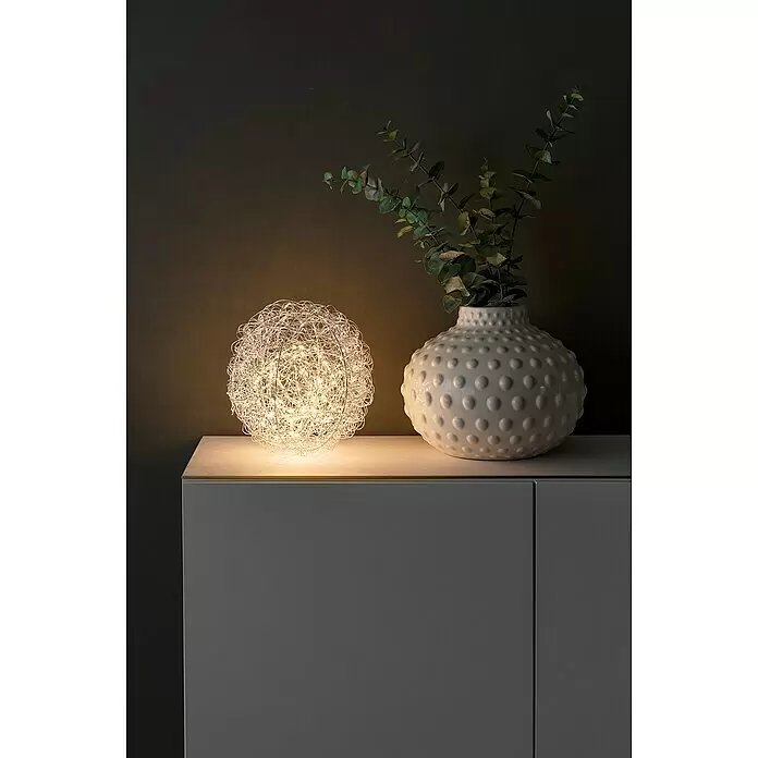 Konstsmide LED-Weihnachtsdekoleuchte Drahtball - Silber, Netzbetrieben, LED, Durchmesser: 30 cm - Stimmungsaufnahme