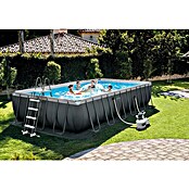 Intex Frame-Pool Ultra Quadra XTR (L x B x H: 732 x 366 x 132 cm, Dunkelgrau, 31.800 l, Krystal Clear Sandfilteranlage SX2100) | BAUHAUS