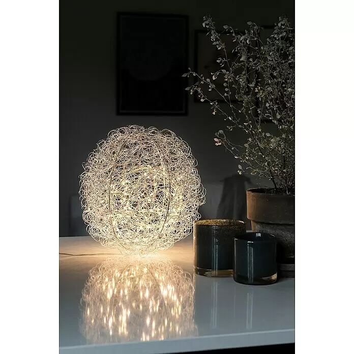 Konstsmide LED-Weihnachtsdekoleuchte Drahtball - Silber, Netzbetrieben, LED, Durchmesser: 30 cm - Stimmungsaufnahme