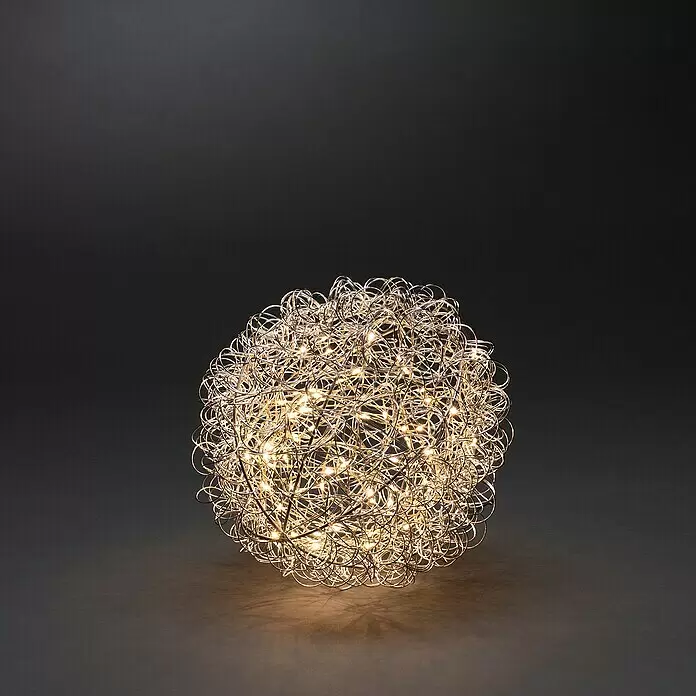 Konstsmide LED-Weihnachtsdekoleuchte Drahtball - Silber, Netzbetrieben, LED, Durchmesser: 25 cm - Stimmungsaufnahme