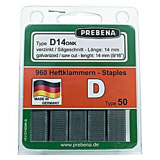 Prebena Heftklammer D14DNK-B (Länge: 14 mm, Rückenbreite: 12,5 mm, 960 Stk.)