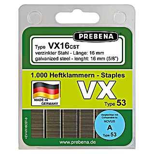 Prebena Heftklammer Typ VX (Länge: 16 mm, Rückenbreite: 11,3 mm, 1.000 Stk.)