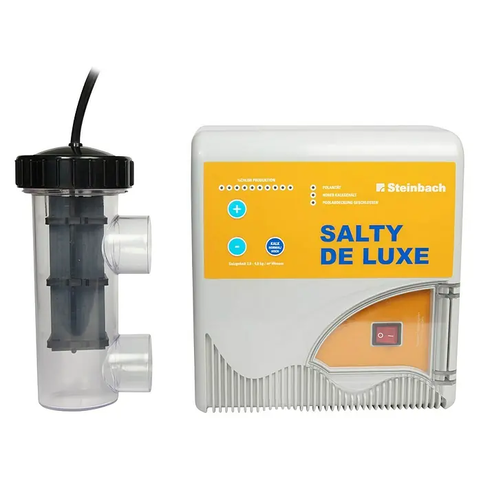 Steinbach Salzwassersystem Salty Deluxe P4 - Passend für Poolgröße: 50.000 l - Salzelektrolyseanlage "Salty de Luxe" von Steinbach zur Desinfektion von Poolwasser durch Elektrolyse von Salz.