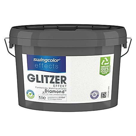 swingcolor effects Farbeffektputz Funkelnde Wohnraumfarbe mit Glitzer-Effekt (Diamond, Glitzernd, 1 l)