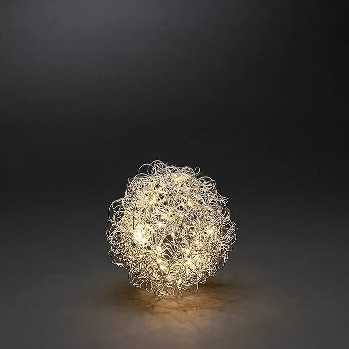 Konstsmide LED-Weihnachtsdekoleuchte Drahtball - Silber, Netzbetrieben, LED, Durchmesser: 20 cm - Stimmungsaufnahme
