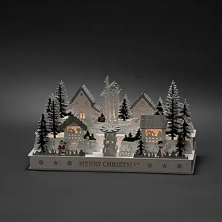 Konstsmide  LED-Holzsilhouette Weihnachtsdorf
