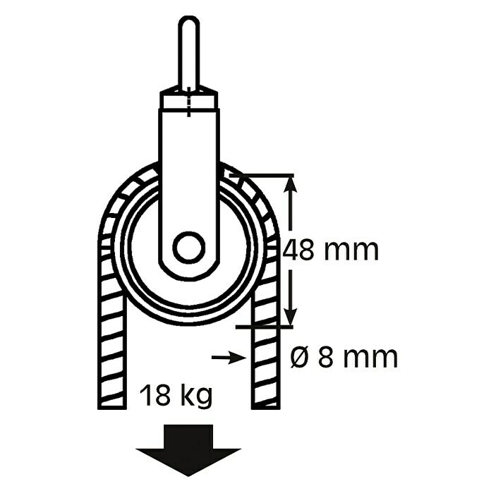 HBS Betz Seilrolle (Typ: Waschseilrolle, Polyamid, Traglast: 18 kg, Durchmesser: 48 mm, 1 Stk.)