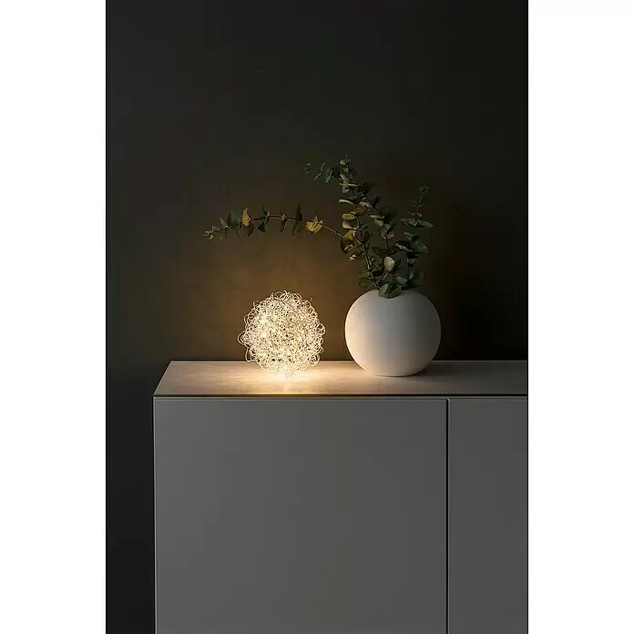 Konstsmide LED-Weihnachtsdekoleuchte Drahtball - Silber, Netzbetrieben, LED, Durchmesser: 20 cm - Stimmungsaufnahme