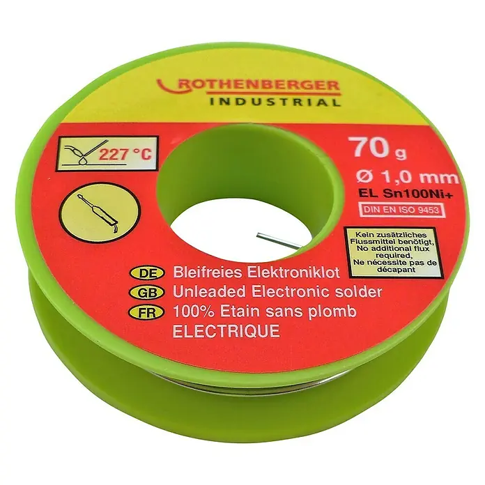 Rothenberger Industrial Elektroniklot - Durchmesser: 1 mm, 70 g - Abbildung von bleifreiem Elektroniklot von Rothenberger Industrial, 70g Spule mit 1,0 mm Durchmesser.