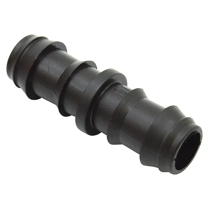 Conector para tubo de goteo - 16 mm, 3 ud. - Conector de manguera de plástico negro para conectar dos mangueras, ideal para sistemas de riego.