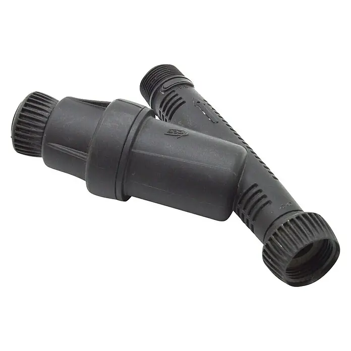 Filtro reductor de presión - ¾″ - Conjunto de filtro de rociador negro para sistemas de riego. Construcción duradera para un rendimiento fiable.