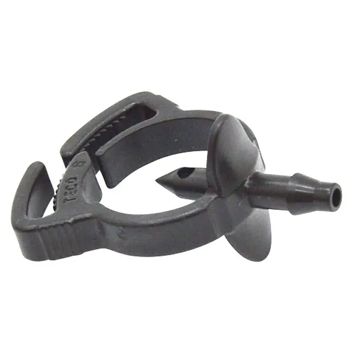 Abrazadera para tubo Seguridad - Diámetro: 4 mm, 10 ud. - Conector de manguera de plástico negro con clip para conexiones de manguera seguras y fáciles.