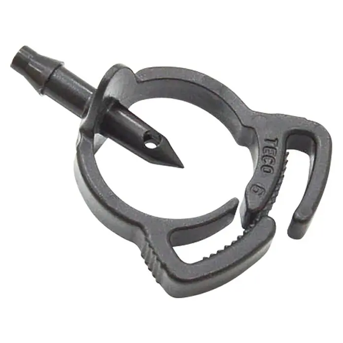 Abrazadera para tubo Seguridad - Diámetro: 4 mm, 10 ud. - Aquí hay un conector de riego negro TECO 6. Es un detalle para un sistema de riego en negro.