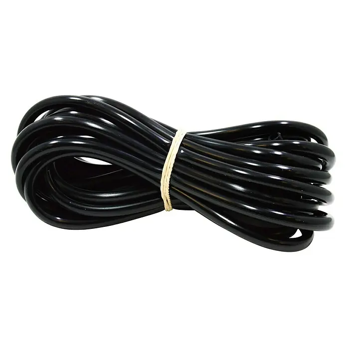 Tubo de goteo micro 4 mm - Largo: 5 m, Negro - Tubo de PVC negro enrollado y sujeto con una cinta, ideal para sistemas de riego y acuarios.