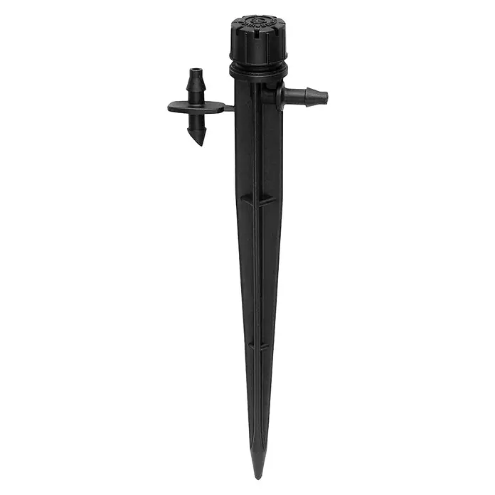 Gotero lineal con regulador y estaca - 25 ud., Caudal de agua máx.: 70 l/h - Regulador de riego con estaca de tierra, ideal para regar plantas con precisión. Diseño robusto apto para uso exterior.