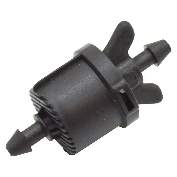 Gotero lineal microtubo - Caudal de agua máx.: 4 l/h, 5 ud. - En la imagen se muestra un filtro de combustible de plástico negro, una pieza de recambio para automóviles utilizada en talleres de reparación.
