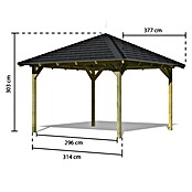 Karibu Pavillon Granada Set (377 x 377 cm, Schwarz, Natur)