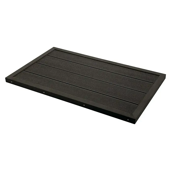 Bodenelement - 100 x 64 x 6,5 cm - Dunkelbraunes Terrassenelement aus WPC mit umlaufendem Rahmen und geriffelter Oberfläche für den Außenbereich.
