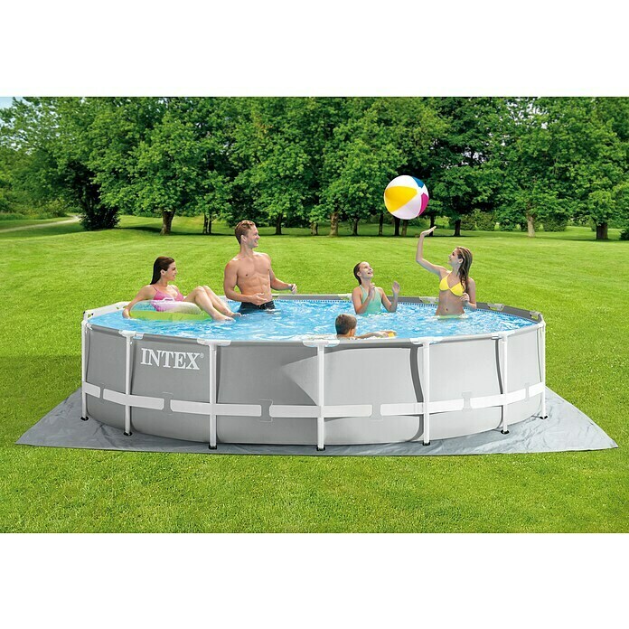 Intex Frame-Pool-Set Prism RondoØ x H: 457 x 107 cm, 14,61 m³, Grau Use Shot