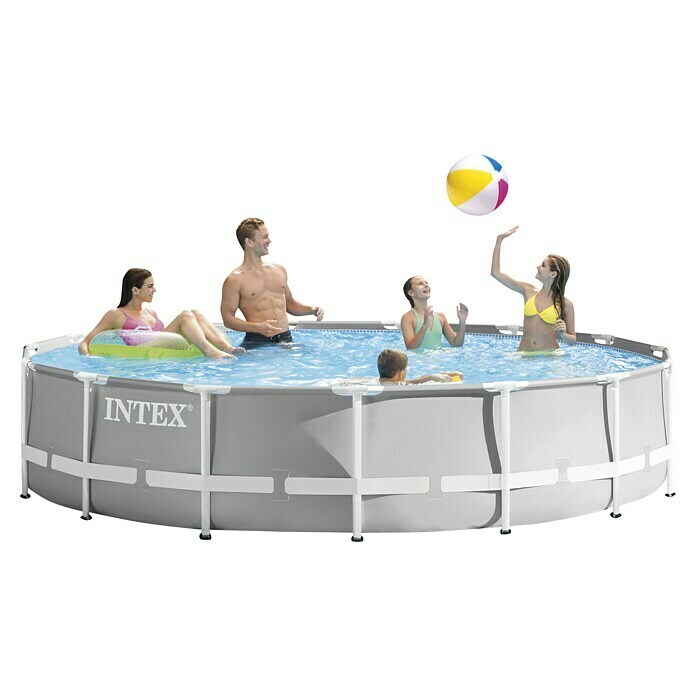 Intex Frame-Pool-Set Prism RondoØ x H: 457 x 107 cm, 14,61 m³, Grau Use Shot