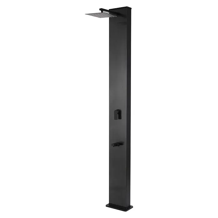 Steinbach Solardusche Straight Line - Höhe: 220 cm, Aluminium, Anthrazit, 40 l - Schwarze Duschsäule mit Kopfbrause, Handbrause und Thermostatarmatur für ein modernes Badezimmerdesign.