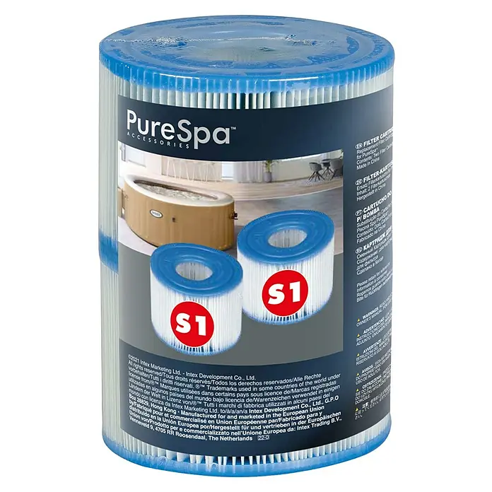 Intex Filterkartusche S1 - Passend für: Intex Whirlpools Pure Spa, 2 Stk. - PureSpa Filterkartuschen: Ersatzfilter für Whirlpools, Inhalt: Zwei Filterkartuschen, hergestellt in China. Ideal für sauberes Poolwasser.