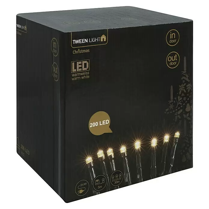 Tween Light LED-Lichterkette - Außen, Lichtfarbe: Warmweiß, Anzahl Leuchtmittel: 200 Stk., Netzbetrieben, 35 m - Diagonale Ansicht