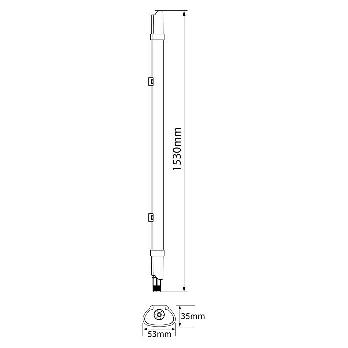 Ritter Leuchten LED-Feuchtraum-Lichtleiste Super Slim45 W, Länge: 153 cm, Neutralweiß, IP65 Sketch