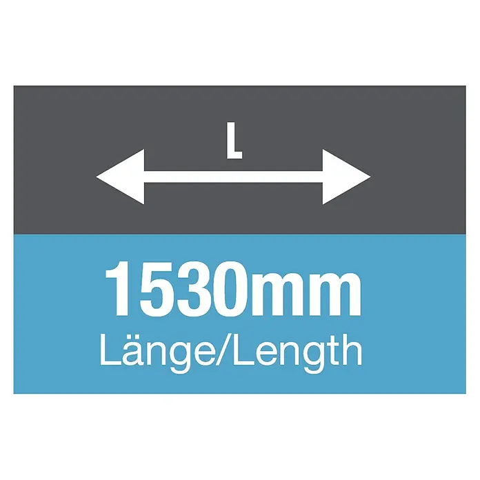 Ritter Leuchten LED-Feuchtraumlichtleiste Super Slim - L x B x H: 153 x 5,3 x 3,5 cm, Lichtfarbe: Neutralweiß, 24 W, IP65 - Länge: Eine Illustration zeigt die Länge von 1530mm mit einem Pfeil, der die Distanz anzeigt.