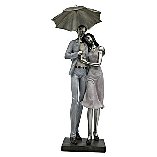 Dekofigur Pärchen mit Regenschirm (L x H: 17 x 37,5 cm, Silber)