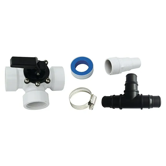 Steinbach Bypass-Set - Geeignet für: 38 mm Schlauch - PVC-Kugelhahn mit Verschraubung, Teflonband, Schlauchschelle und T-Stück für vielfältige Sanitäranwendungen.