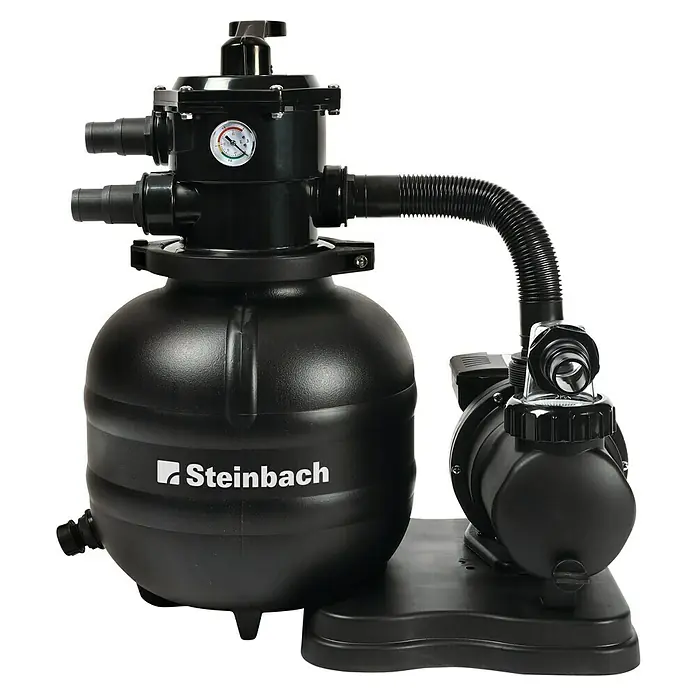 Steinbach Sandfilteranlage Classic 310 - Passend für Poolgröße: 14.000 l, Filterleistung: 5.200 l/h - Schwarze Steinbach Sandfilteranlage mit Pumpe für sauberes Poolwasser, ideal für die Reinigung und Pflege Ihres Schwimmbeckens.