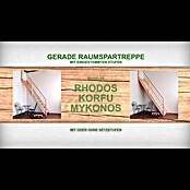 Starwood Raumspartreppe Rhodos (Breite: 80 cm, Buche, Geschosshöhe: 300 cm, Gerade, Montageseite Geländer: Rechts, Geländer Holz/Edelstahl weiß, Mit Setzstufen) | BAUHAUS