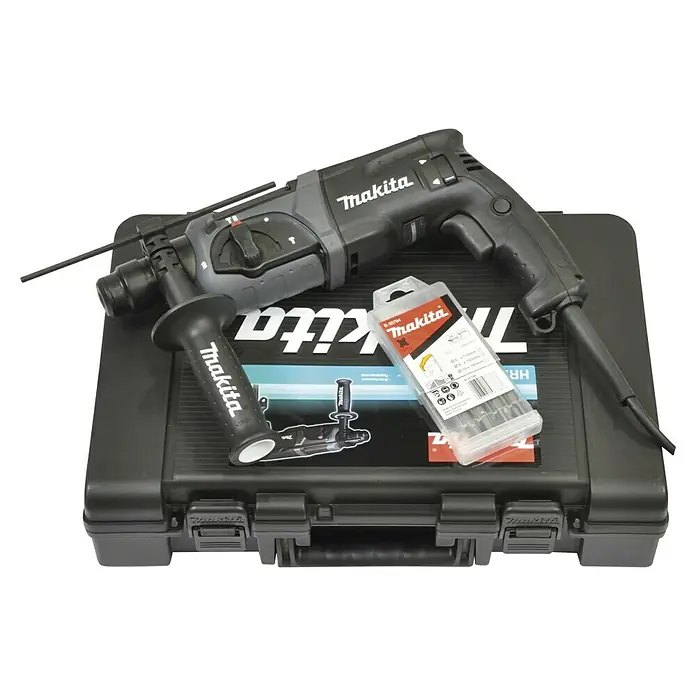 Makita Kombihammer HR2470BX40 - 780 W, 2,4 J, SDS-Plus-Aufnahme - Makita Kombihammer mit Bohrer-Set in einem robusten Werkzeugkoffer, ideal für Profis und Heimwerker, die Wert auf Qualität und Vielseitigkeit legen.