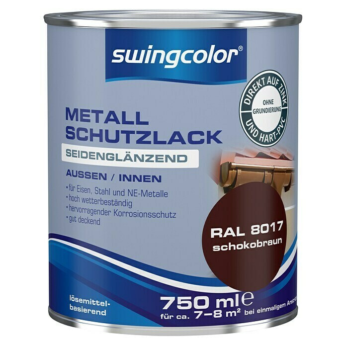 swingcolor Metall-Schutzlack (Schokobraun, 750 ml, Seidenglänzend)