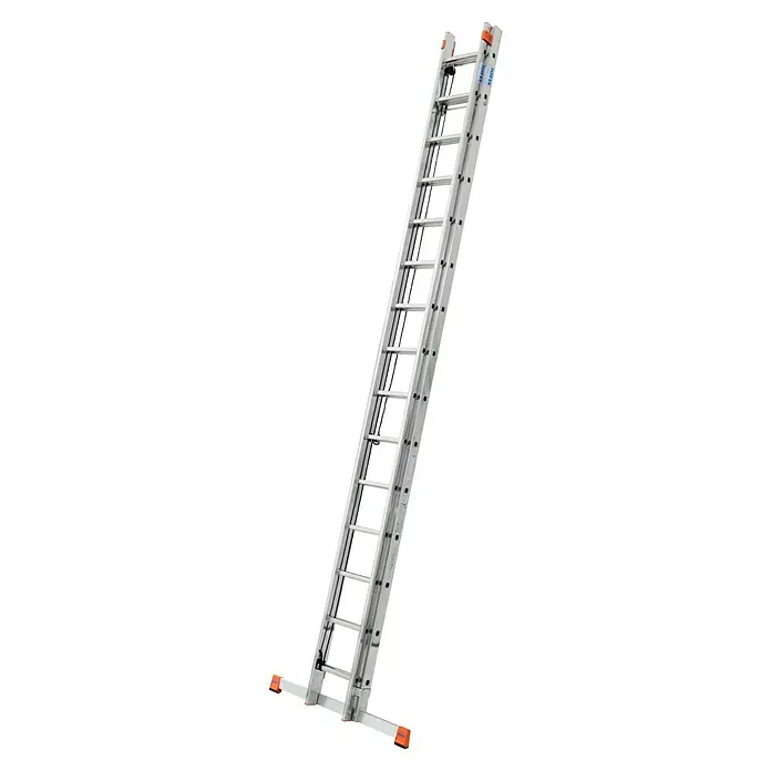 Krause Monto Seilzugleiter Robilo - Anzahl Tritte: 30 Stk., Arbeitshöhe: 8,45 m, Aluminium - Eine ausziehbare Aluminiumleiter von Krause, ideal für vielseitige Einsätze im Innen- und Außenbereich. Das robuste Design sorgt für Sicherheit und Stabilität.