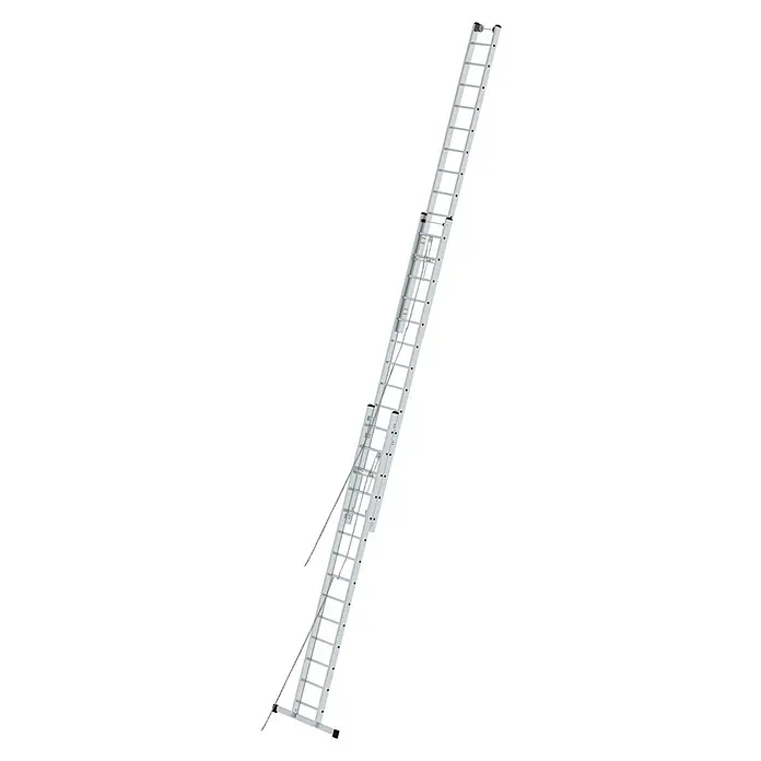 Krause Stabilo Seilzugleiter - Anzahl Tritte: 42 Stk., Arbeitshöhe: 9,75 m, Aluminium - Eine lange, ausziehbare Leiter aus Aluminium, die für verschiedene Höhenarbeiten verwendet wird. Die Leiter ist stabil und robust.