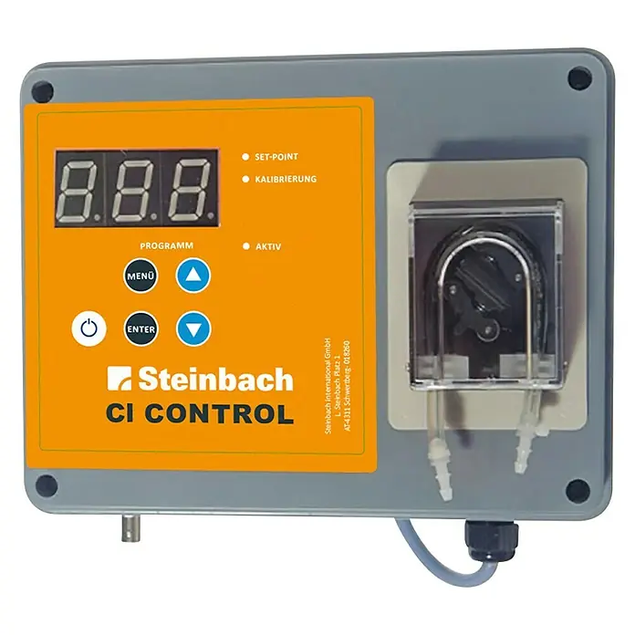 Steinbach Chlor-Dosieranlage automatisch - Geeignet für: Pools, Wasseraufbereitung - Steinbach CI Control Dosiergerät zur präzisen Steuerung von Chemikalien in Schwimmbädern und Wasseraufbereitungssystemen.