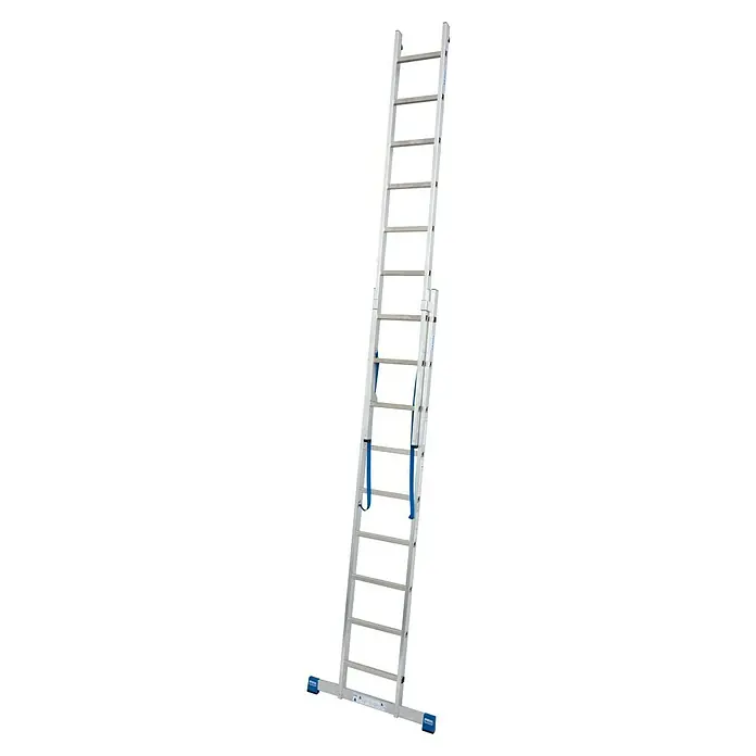 Krause Stabilo Mehrzweckleiter - Anzahl Tritte: 18 Stk., Arbeitshöhe: 5,25 m, Aluminium - Eine ausziehbare Aluminiumleiter, ideal für verschiedene Höhenanforderungen.  Robust und leicht für den einfachen Transport und die Lagerung.