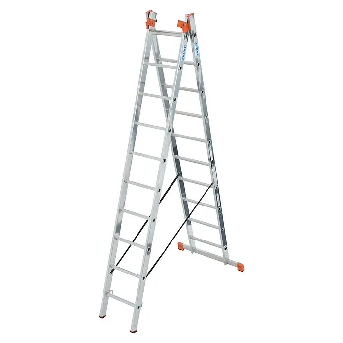 Krause Monto Mehrzweckleiter Tribilo - Arbeitshöhe: 7,65 m, Anzahl Tritte: 30 Stk., Belastbarkeit: 150 kg, Aluminium - Die KRAUSE Doppelleiter ist eine vielseitige und robuste Steighilfe für Arbeiten in unterschiedlichen Höhen. Ideal für Handwerker und Heimwerker.