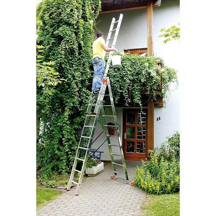 Krause Monto Sprossen-Mehrzweckleiter Tribilo (Arbeitshöhe: 7,65 m, 3 x 10 Sprossen, Aluminium)